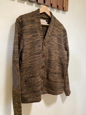 Dehen 1920 Men's Collegiate Cardigan with Leather Elbow Patches, NWoT